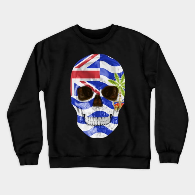 British Indian Ocean Territory Flag Skull - Gift for Biot With Roots From British Indian Ocean Territory Crewneck Sweatshirt by Country Flags